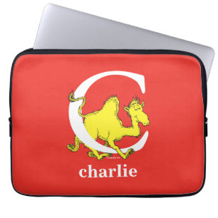 Dr. Seuss's ABC: Letter C - Wit Voeg je naam toe Laptop Sleeve