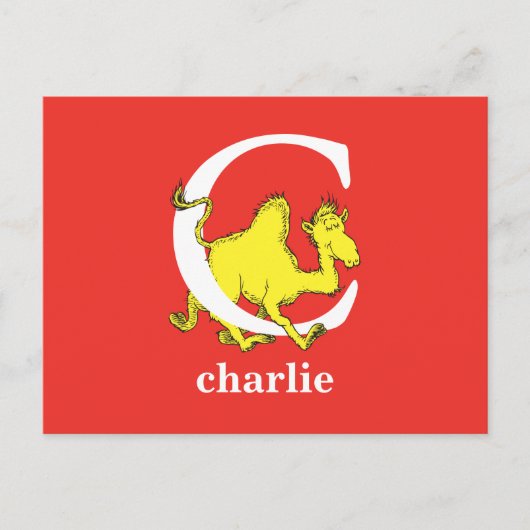 Dr. Seuss's ABC: Letter C - Wit | Voeg uw naam toe Briefkaart (Voorkant)