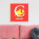 Dr. Seuss's ABC: Letter C - Wit | Voeg uw naam toe Canvas Afdruk (Insitu (Woonkamer))