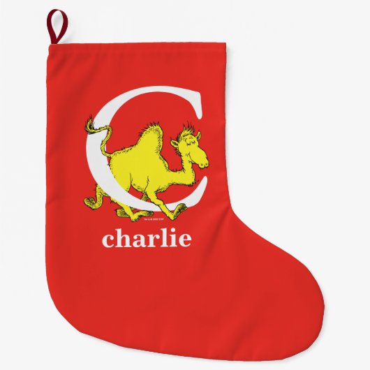 Dr. Seuss's ABC: Letter C - Wit | Voeg uw naam toe Grote Kerstsok (Voorkant)