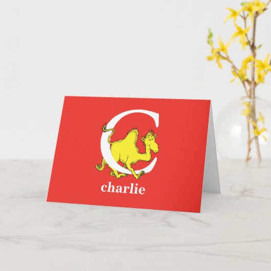 Dr. Seuss's ABC: Letter C - Wit | Voeg uw naam toe Kaart (Gele Bloem)