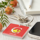 Dr. Seuss's ABC: Letter C - Wit | Voeg uw naam toe Sleutelhanger (Voorkant Rechts)