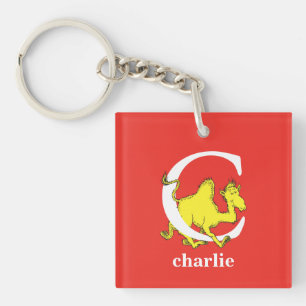 Dr. Seuss's ABC: Letter C - Wit Voeg uw naam toe Sleutelhanger
