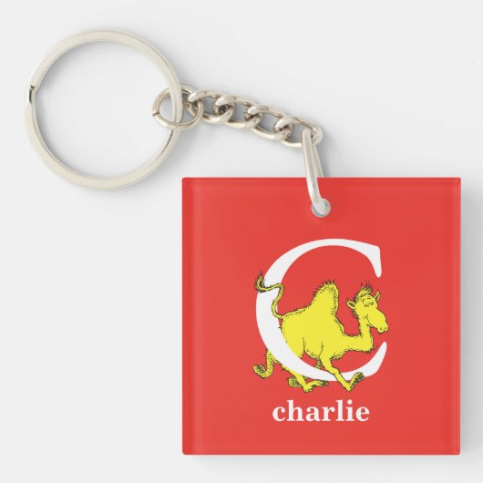 Dr. Seuss's ABC: Letter C - Wit | Voeg uw naam toe Sleutelhanger (Voorkant)
