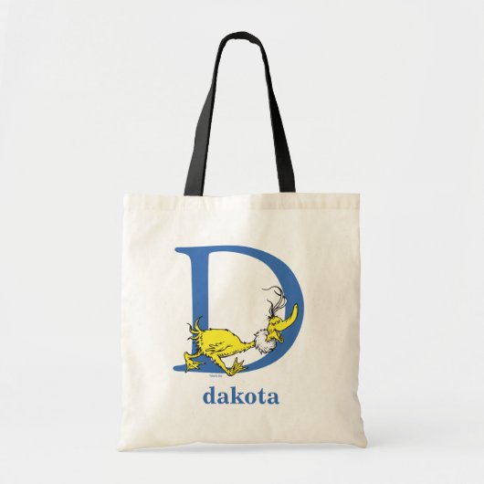 Dr. Seuss's ABC: Letter D - Blauw | Voeg uw naam t Tote Bag (Voorkant)