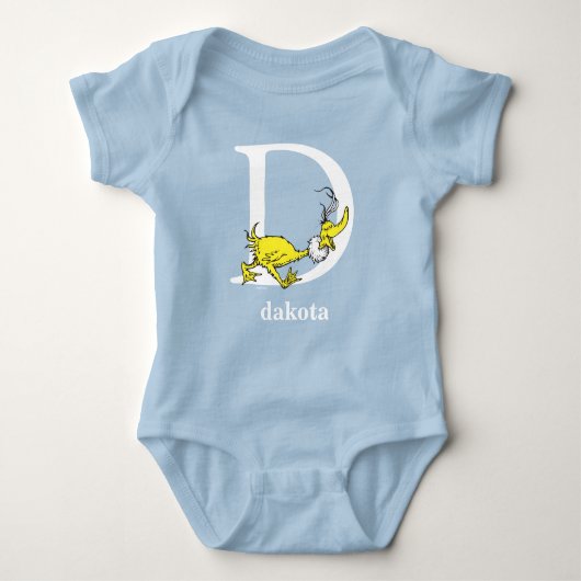 Dr. Seuss's ABC: Letter D - Wit | Voeg je naam toe Romper (Voorkant)