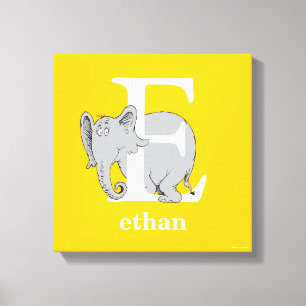 Dr. Seuss's ABC: Letter E - Wit   Voeg uw naam toe Canvas Afdruk