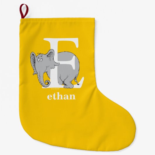 Dr. Seuss's ABC: Letter E - Wit | Voeg uw naam toe Grote Kerstsok (Voorkant)
