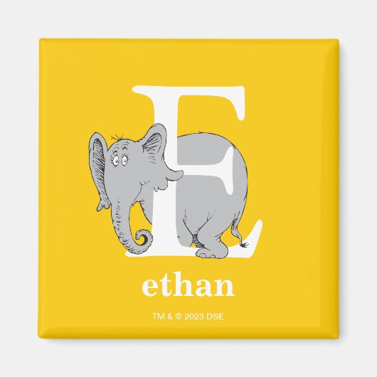 Dr. Seuss's ABC: Letter E - Wit | Voeg uw naam toe Magneet (Voorkant)