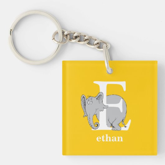 Dr. Seuss's ABC: Letter E - Wit | Voeg uw naam toe Sleutelhanger (Voorkant)