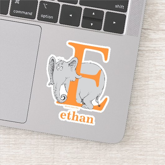 Dr. Seuss's ABC: Letter E - Wit | Voeg uw naam toe Sticker (Detail)