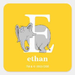 Dr. Seuss's ABC: Letter E - Wit   Voeg uw naam toe Vierkante Sticker