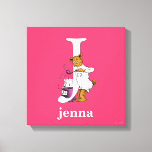 Dr. Seuss's ABC: Letter J - Wit Voeg uw naam toe Canvas Afdruk