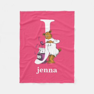 Dr. Seuss's ABC: Letter J - Wit Voeg uw naam toe Fleece Deken