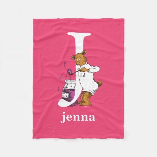 Dr. Seuss's ABC: Letter J - Wit | Voeg uw naam toe Fleece Deken (Voorkant)