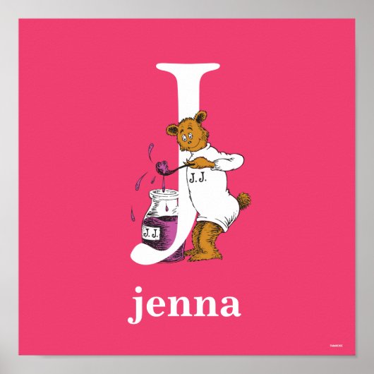 Dr. Seuss's ABC: Letter J - Wit | Voeg uw naam toe Poster (Voorkant)