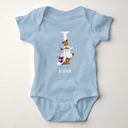 Dr. Seuss's ABC: Letter J - Wit | Voeg uw naam toe Romper (Voorkant)