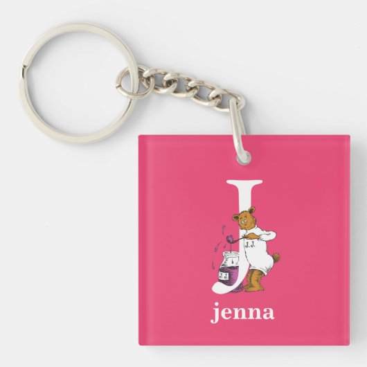 Dr. Seuss's ABC: Letter J - Wit | Voeg uw naam toe Sleutelhanger (Voorkant)