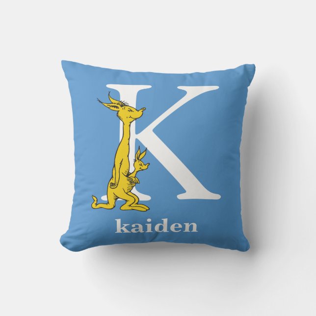 Dr. Seuss's ABC: Letter K - Wit | Voeg je naam toe Kussen (Voorkant)