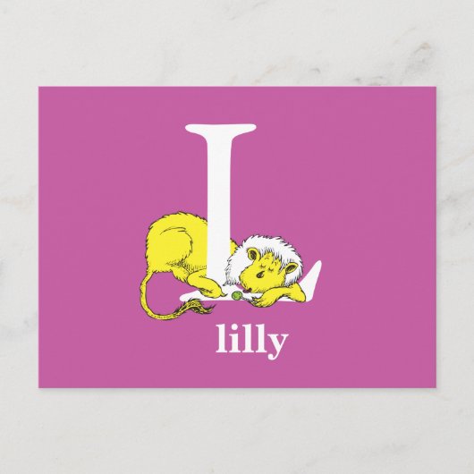 Dr. Seuss's ABC: Letter L - Wit | Voeg uw naam toe Briefkaart (Voorkant)