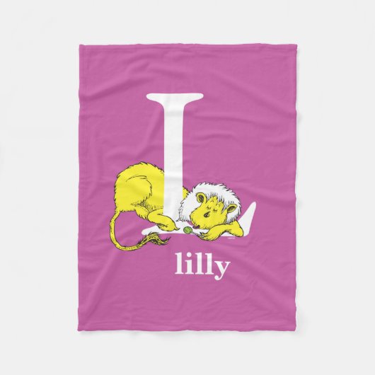 Dr. Seuss's ABC: Letter L - Wit | Voeg uw naam toe Fleece Deken (Voorkant)