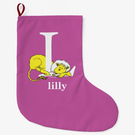 Dr. Seuss's ABC: Letter L - Wit | Voeg uw naam toe Grote Kerstsok (Voorkant)