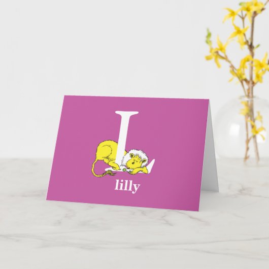 Dr. Seuss's ABC: Letter L - Wit | Voeg uw naam toe Kaart (Gele Bloem)