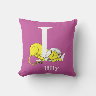 Dr. Seuss's ABC: Letter L - Wit Voeg uw naam toe Kussen