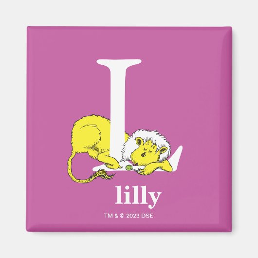 Dr. Seuss's ABC: Letter L - Wit | Voeg uw naam toe Magneet (Voorkant)