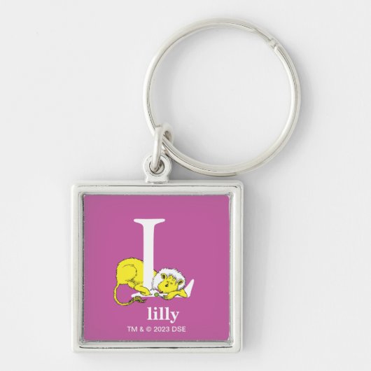 Dr. Seuss's ABC: Letter L - Wit | Voeg uw naam toe Sleutelhanger (Voorkant)