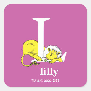 Dr. Seuss's ABC: Letter L - Wit   Voeg uw naam toe Vierkante Sticker