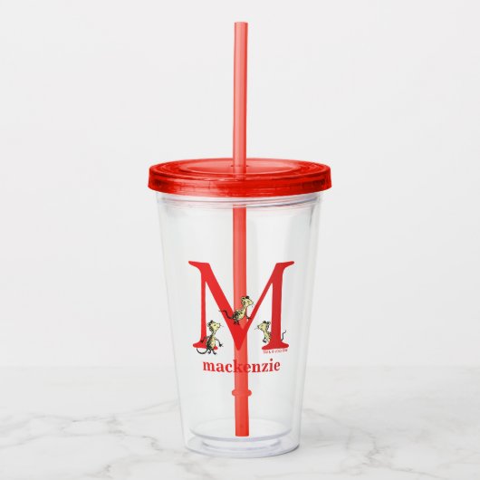 Dr. Seuss's ABC: Letter M - Wit | Voeg uw naam toe Acryl Drinkbeker (Voorkant)