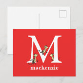 Dr. Seuss's ABC: Letter M - Wit | Voeg uw naam toe Briefkaart (Voorkant / Achterkant)