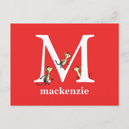 Dr. Seuss's ABC: Letter M - Wit | Voeg uw naam toe Briefkaart (Voorkant)