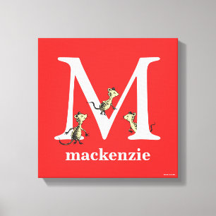 Dr. Seuss's ABC: Letter M - Wit   Voeg uw naam toe Canvas Afdruk