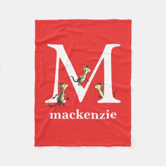 Dr. Seuss's ABC: Letter M - Wit | Voeg uw naam toe Fleece Deken (Voorkant)