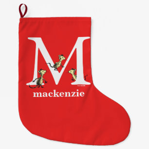 Dr. Seuss's ABC: Letter M - Wit Voeg uw naam toe Grote Kerstsok