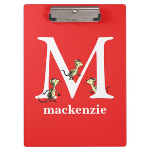 Dr. Seuss's ABC: Letter M - Wit Voeg uw naam toe Klembord