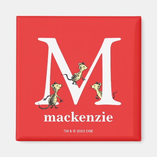 Dr. Seuss's ABC: Letter M - Wit | Voeg uw naam toe Magneet (Voorkant)