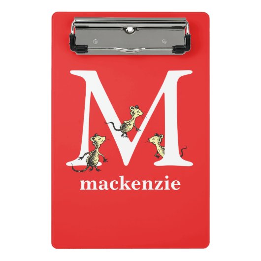 Dr. Seuss's ABC: Letter M - Wit | Voeg uw naam toe Mini Klembord (Voorkant)