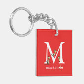 Dr. Seuss's ABC: Letter M - Wit | Voeg uw naam toe Sleutelhanger (Voorkant Links)