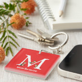 Dr. Seuss's ABC: Letter M - Wit | Voeg uw naam toe Sleutelhanger (Voorkant Rechts)