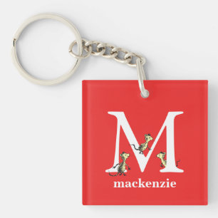 Dr. Seuss's ABC: Letter M - Wit Voeg uw naam toe Sleutelhanger