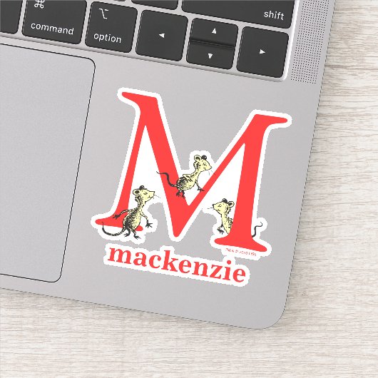 Dr. Seuss's ABC: Letter M - Wit | Voeg uw naam toe Sticker (Detail)