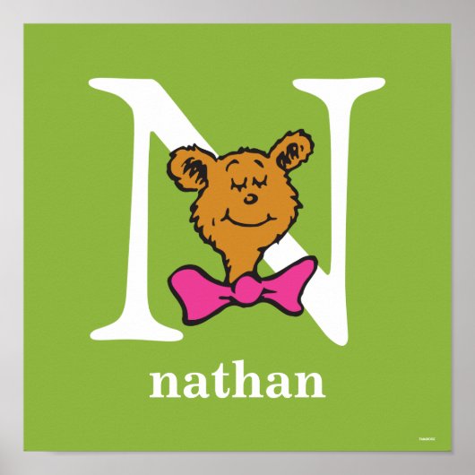 Dr. Seuss's ABC: Letter N - Wit | Voeg uw naam toe Poster (Voorkant)