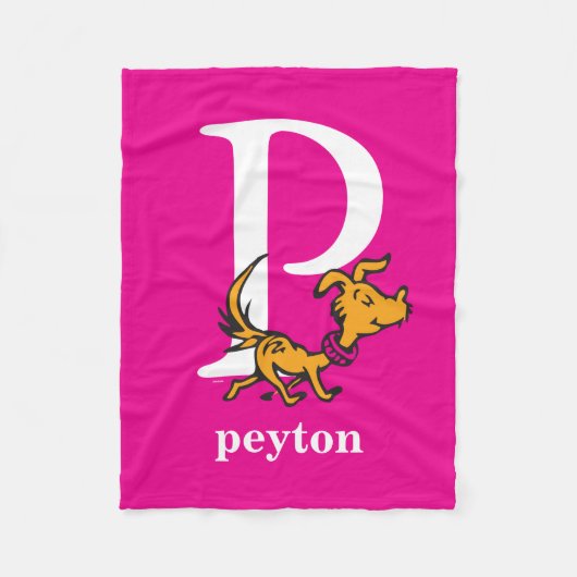 Dr. Seuss's ABC: Letter P - Wit | Voeg uw naam toe Fleece Deken (Voorkant)