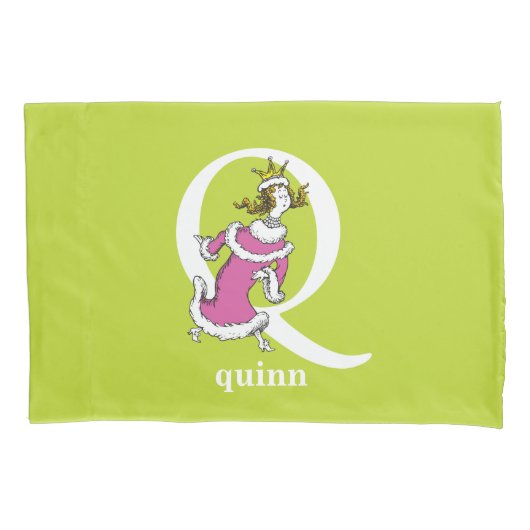 Dr. Seuss's ABC: Letter Q - Wit | Voeg uw naam toe Kussensloop (Voorkant)
