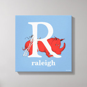 Dr. Seuss's ABC: Letter R - Wit Voeg je naam toe Canvas Afdruk