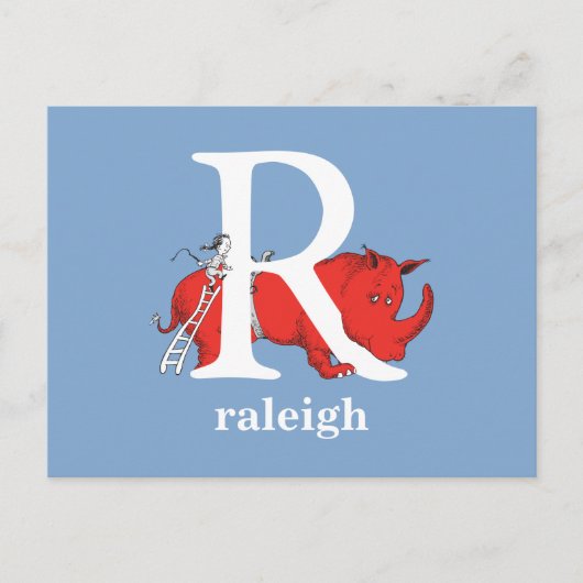 Dr. Seuss's ABC: Letter R - Wit | Voeg uw naam toe Briefkaart (Voorkant)