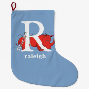 Dr. Seuss's ABC: Letter R - Wit Voeg uw naam toe Grote Kerstsok